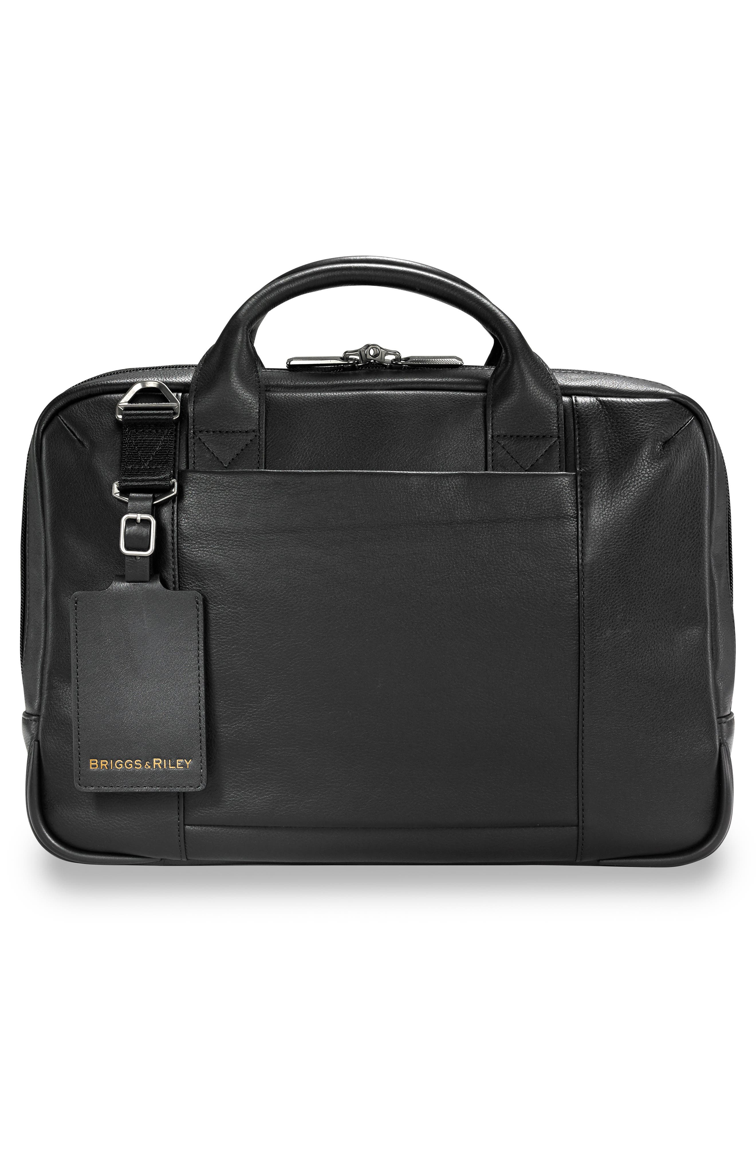 Briggs & Riley @work Slim Leather Laptop Briefcase, Alternate, color, 