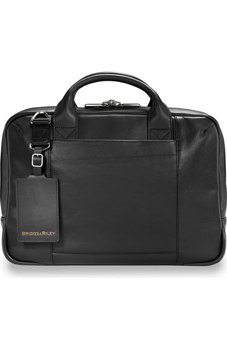 Briggs & Riley @work Slim Leather Laptop Briefcase, Alternate, color,