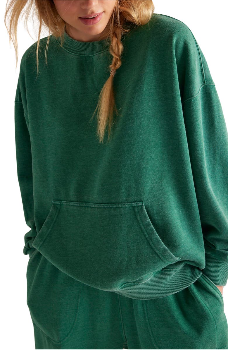 Free People Intimately FP Slow It Down Oversize Cotton Blend Sweatshirt, Main, color, Rainforest Moss
