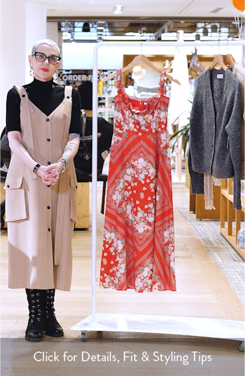 Arabella Floral Linen Blend Midi Dress, sales video thumbnail