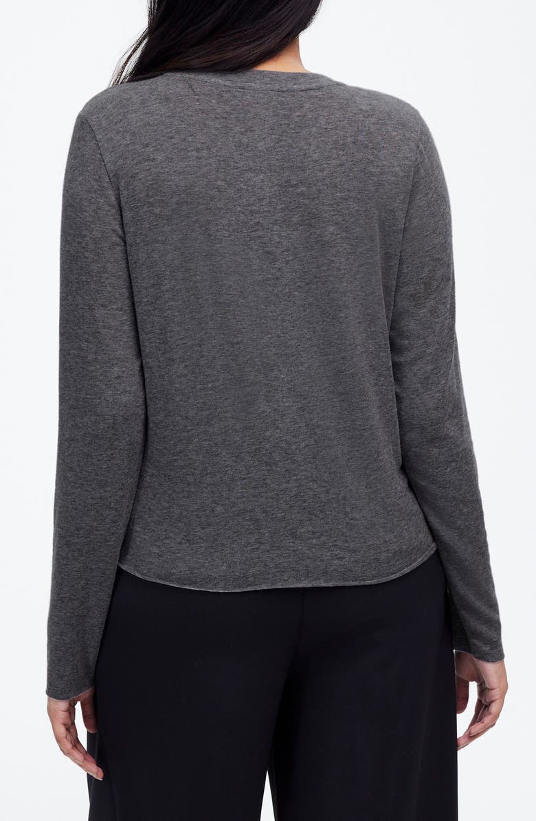 Madewell Crewneck Cardigan, Alternate, color, Heather Coal