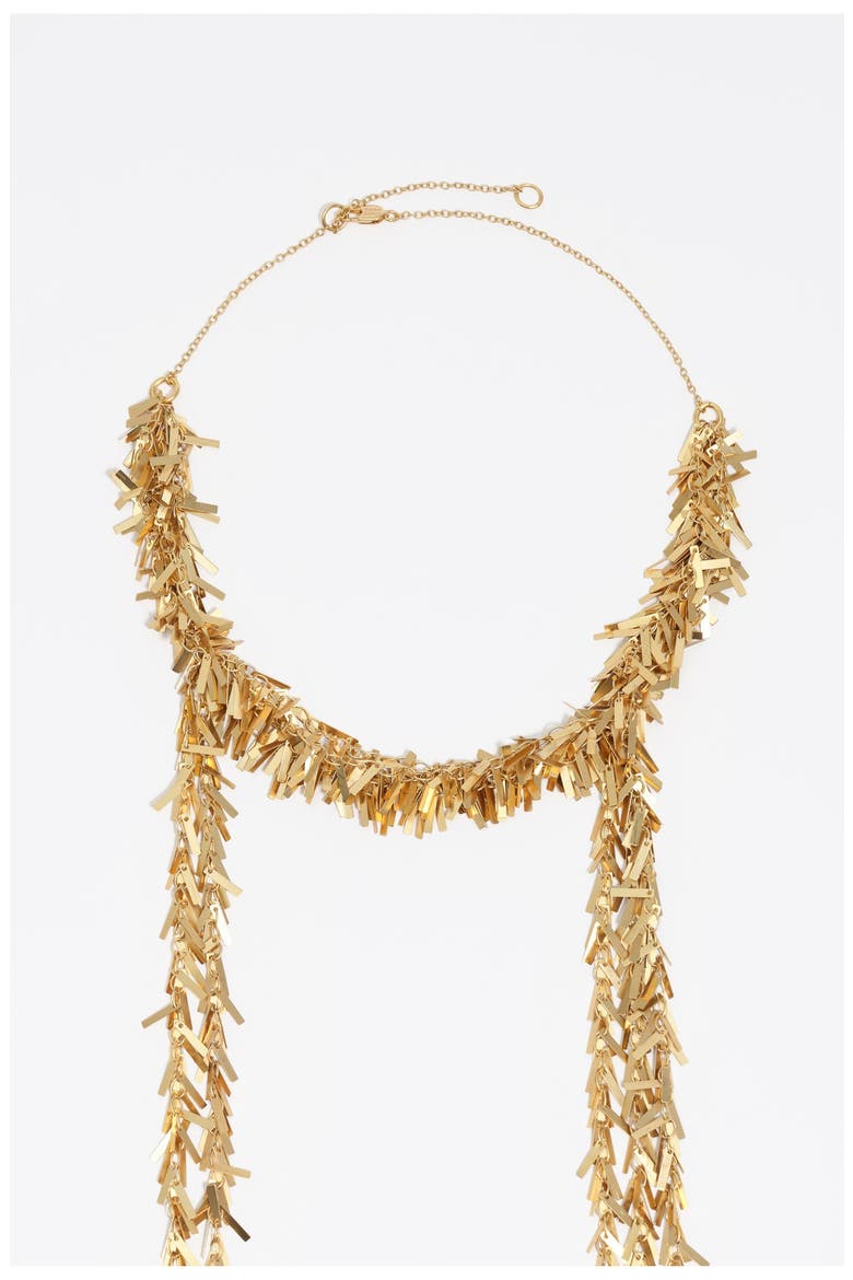 Metal Chain Necklace With Fringe, Alternate, color, GOLD