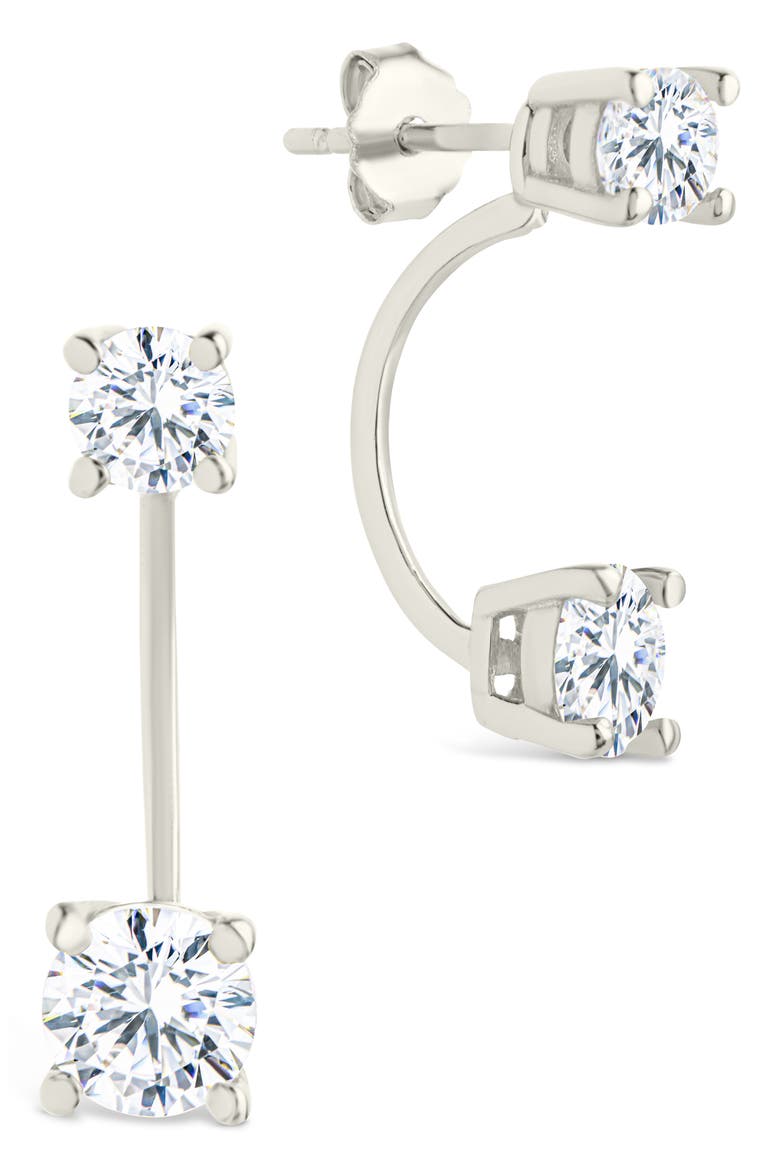 Brillant Cubic Zirconia Front/Back Drop Earrings, Main, color, SILVER