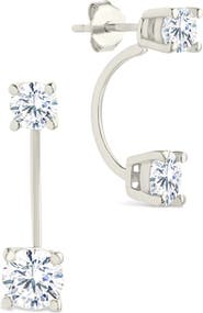 Sterling Forever Brillant Cubic Zirconia Front/Back Drop Earrings