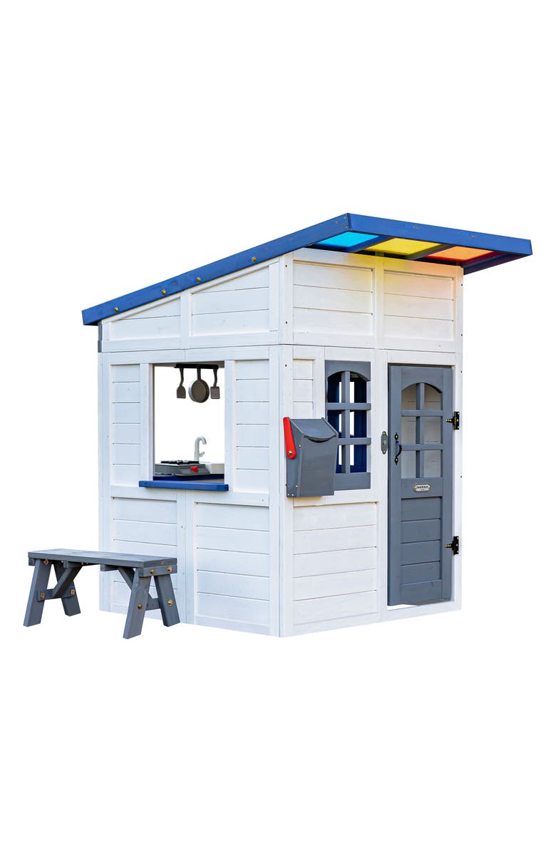 Teamson Kids Rainbow Shade Wooden Playhouse, Main, color, White