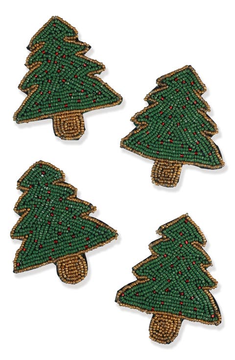 Christmas Tree Set of 4 Beaded Coasters