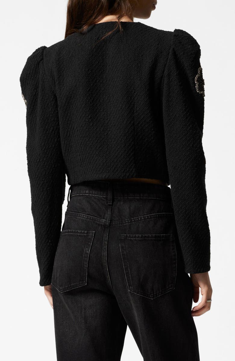 & Other Stories Embellished Crop Tweed Jacket, Alternate, color, Black Dark