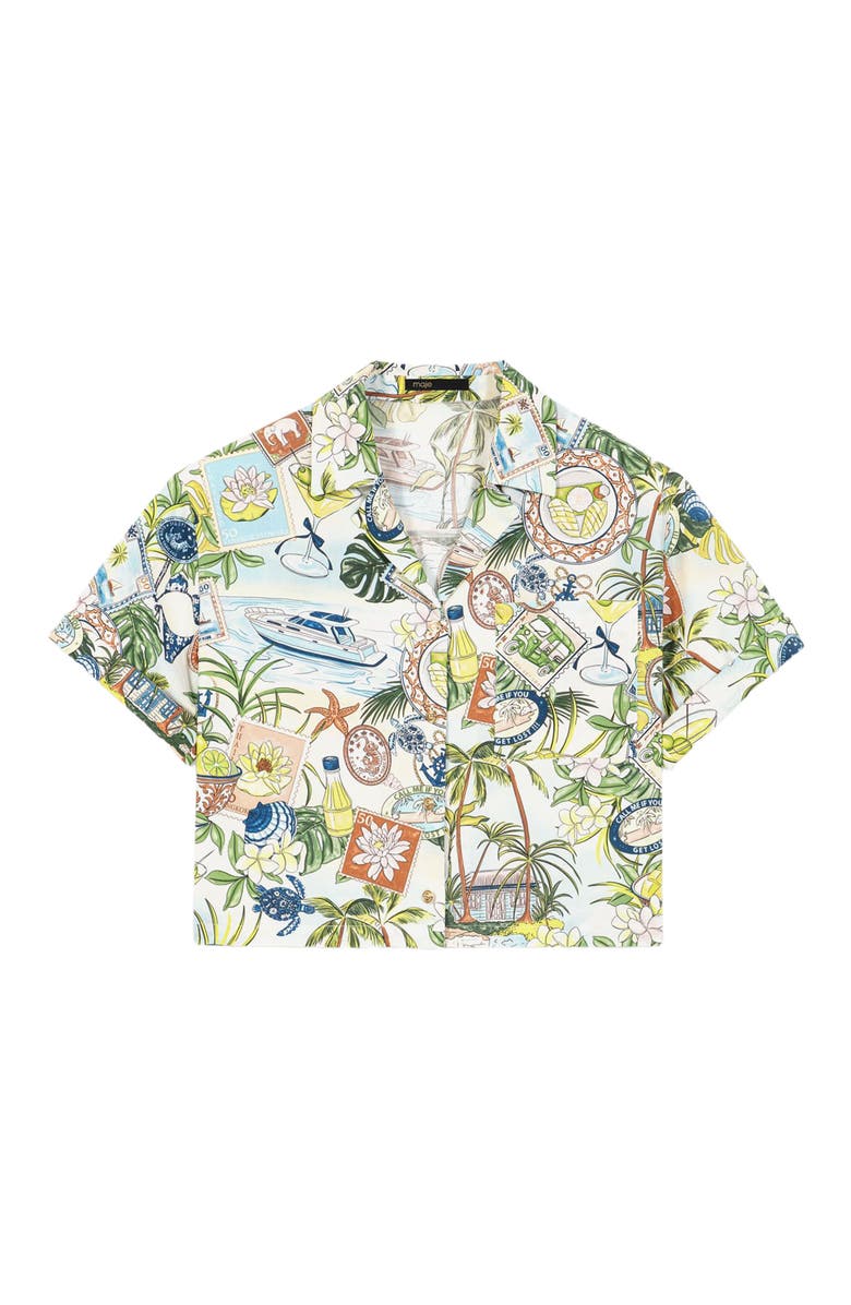 maje Patterned cropped shirt, Alternate, color, Postcard Print