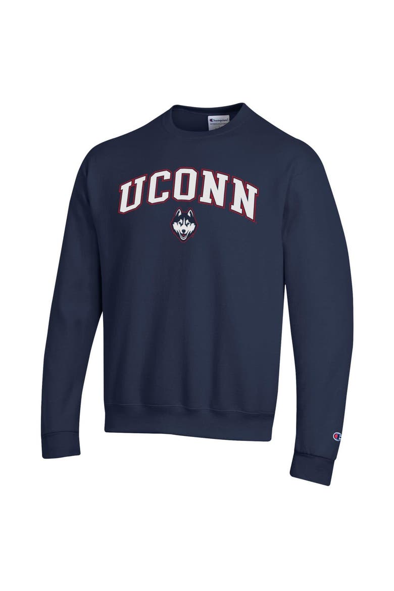 Men's Champion  Navy UConn Huskies Arch Over Logo Pullover Sweatshirt, Alternate, color, Navy