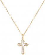 ARGENTO VIVO Arden 14k Gold Plated Mother of Pearl Cross Pendant Necklace