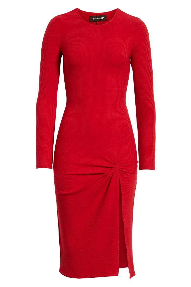 Piazza Ribbed Dress, Alternate, color, CHERRY