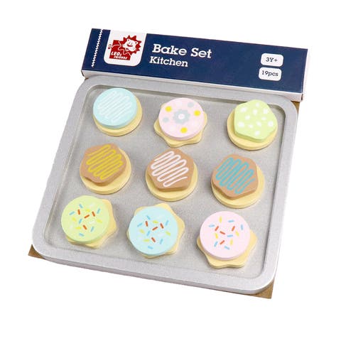 Bake Set Kitchen with 19-Pieces Included | 9 Cookies, 9 Frostings, 1 Bake Sheet