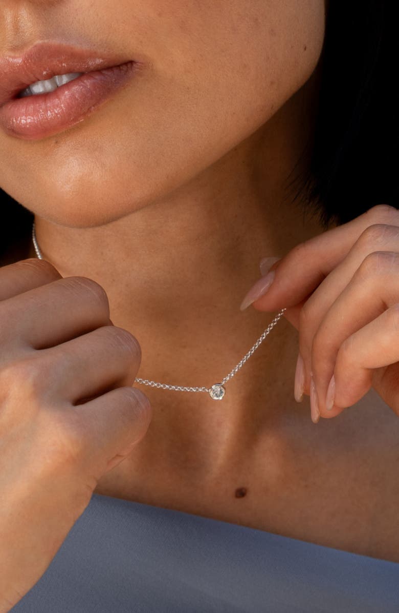 Dower & Hall Aquamarine Round Dewdrop Pendant, Alternate, color, Sterling Silver