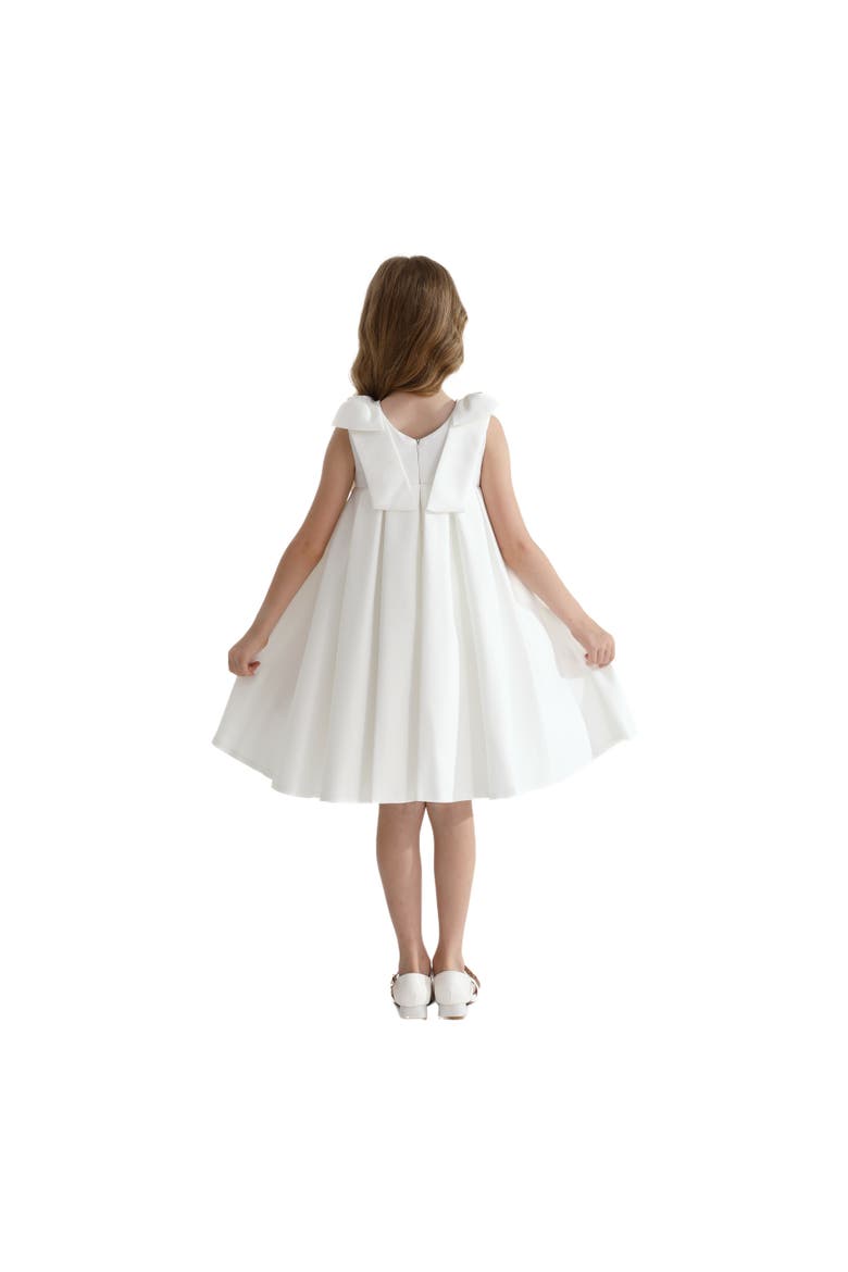 Palermo Satin Bow Pleated Dress, Alternate, color, White
