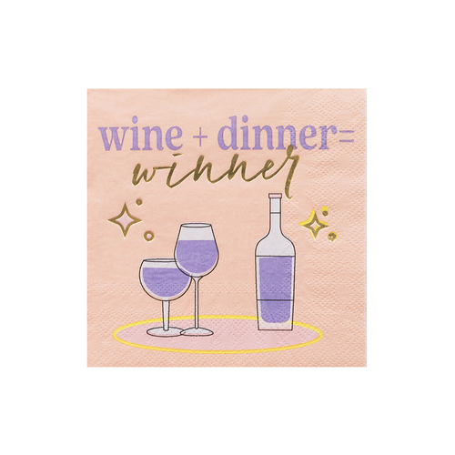 Jollity & Co Wine Themed Cocktail Napkins In Wine + Dinner = Winner