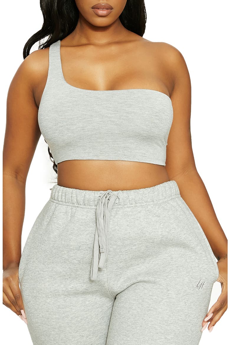LORI ONE SHOULDER BCK CUT CROP, Main, color, HEATHER GREY