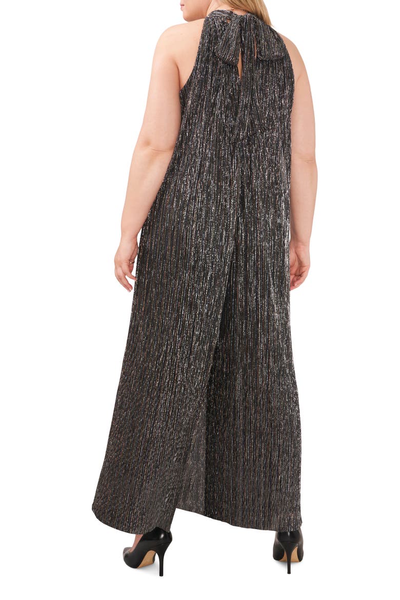 Metallic High Neck Wide Leg Jumpsuit, Alternate, color, METALLIC MIDNIGHT