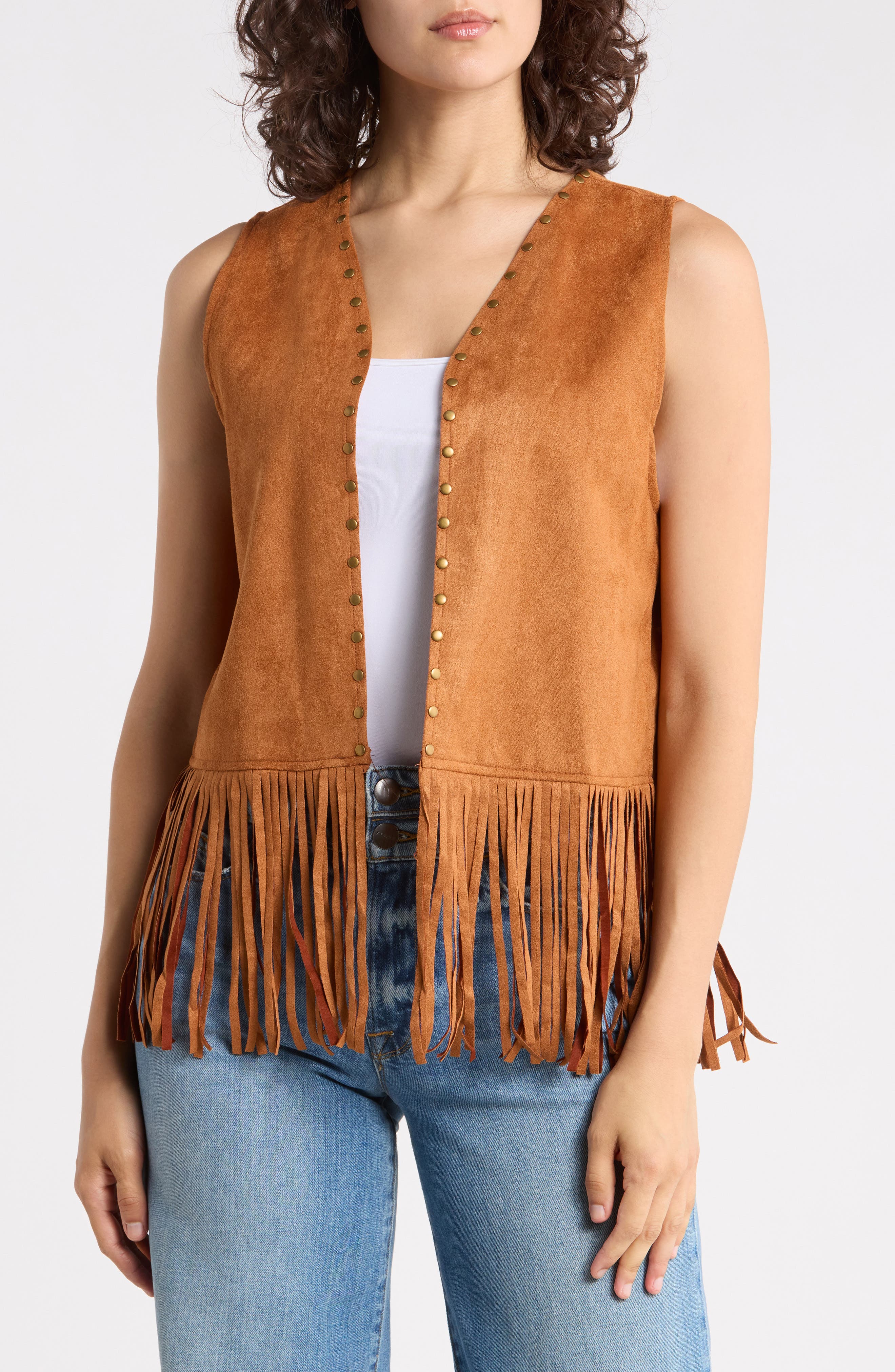 Studded Fringe Vest