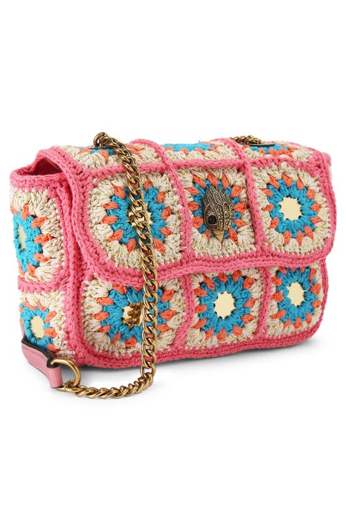 Kurt Geiger London Medium Kensington Crochet Convertible Crossbody Bag In Open Pink