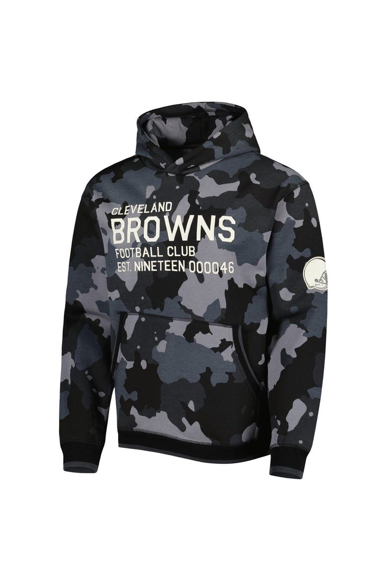Men's The Wild Collective Black Cleveland Browns Camo Pullover Hoodie, Alternate, color, Black