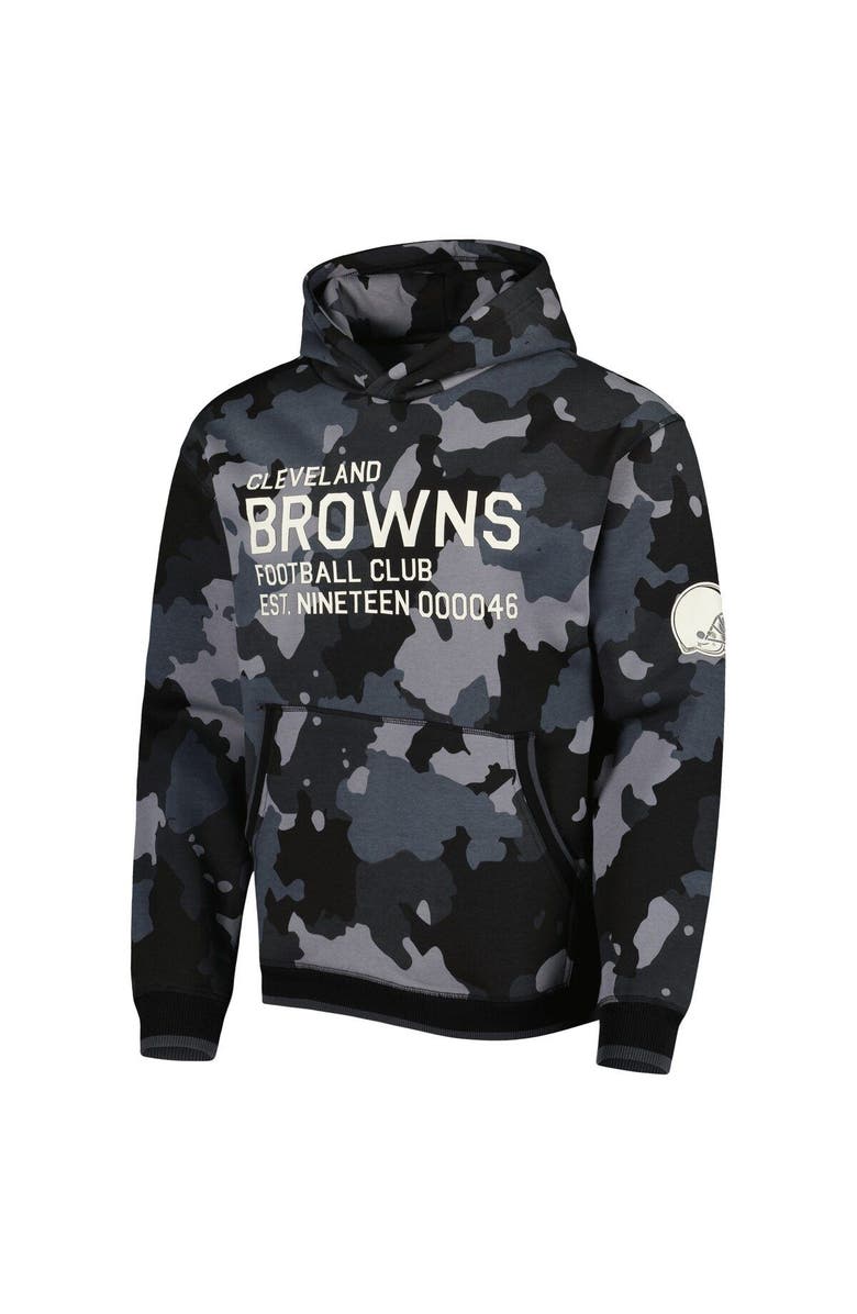 THE WILD COLLECTIVE Men's The Wild Collective Black Cleveland Browns Camo Pullover Hoodie, Alternate, color, Black