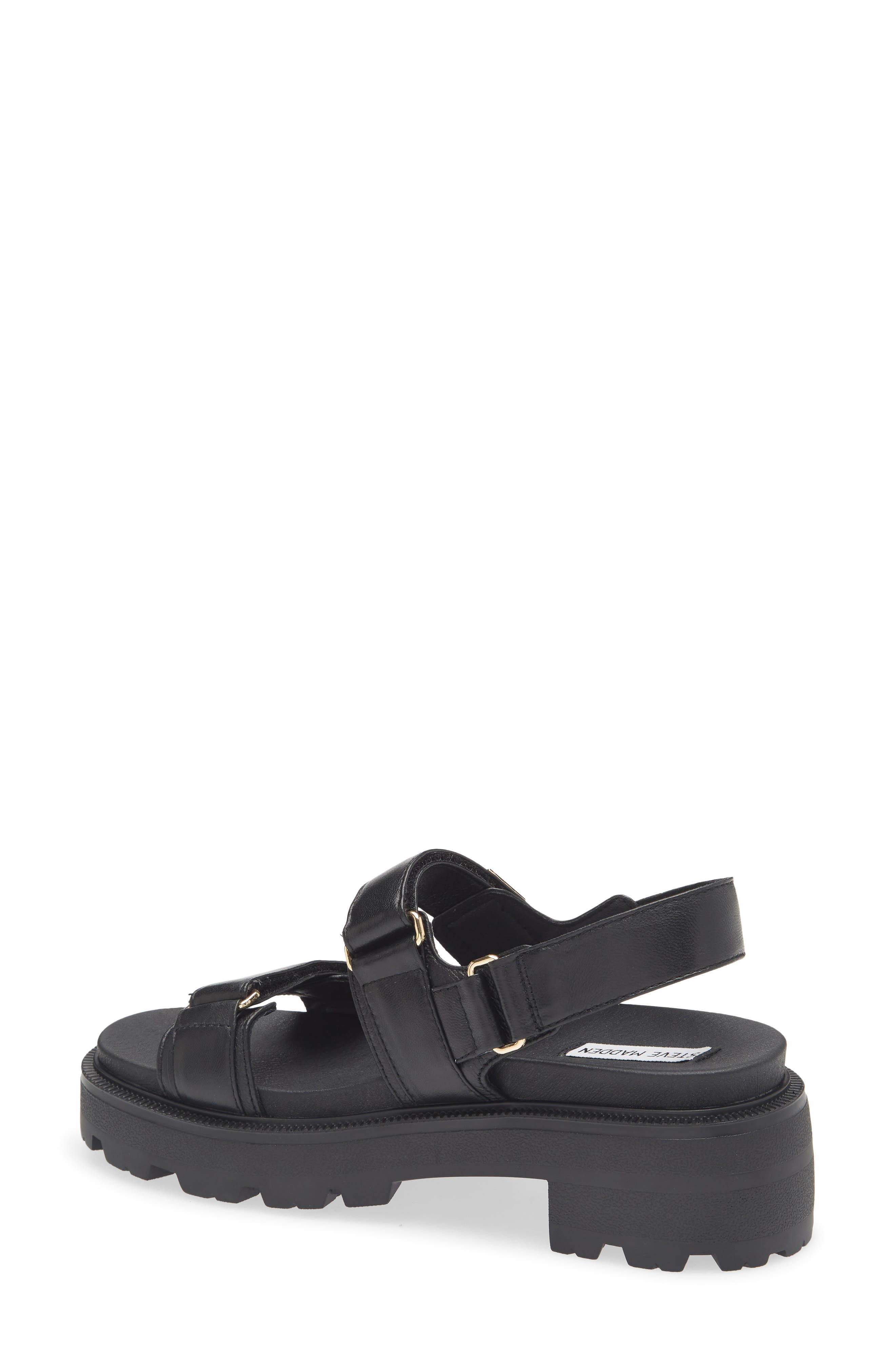 Steve Madden Supermona Lug Sole Slingback Sandal, Alternate, color, Black Leather