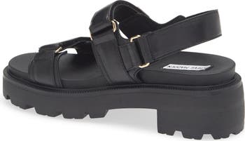 【Steve Madden】SUPERMONA プラットフォームサンダル SUPERMONA Black Leather Women's Platform Sandal – Steve Madden