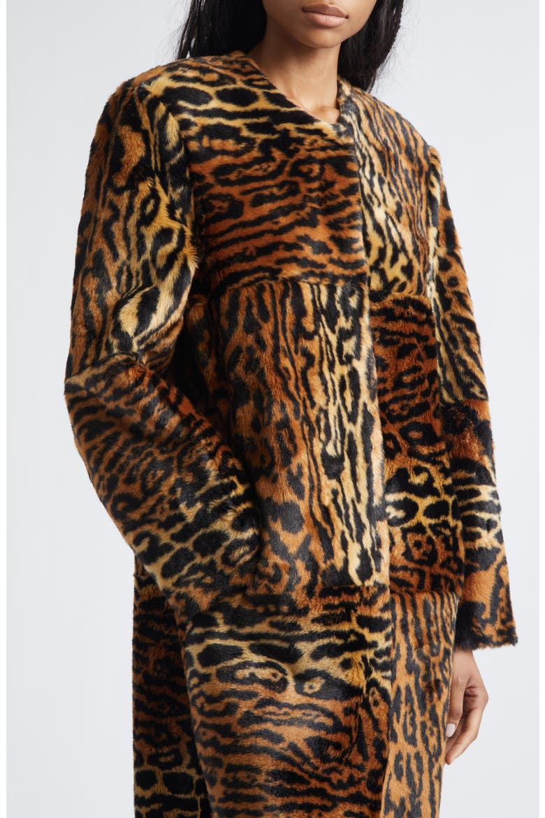 Hilma Faux Fur Long Coat, Alternate, color, NATURAL LEOPARD