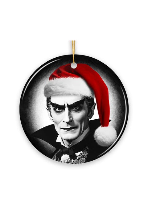 Vintage Dracula Santa Hat Ceramic Ornament