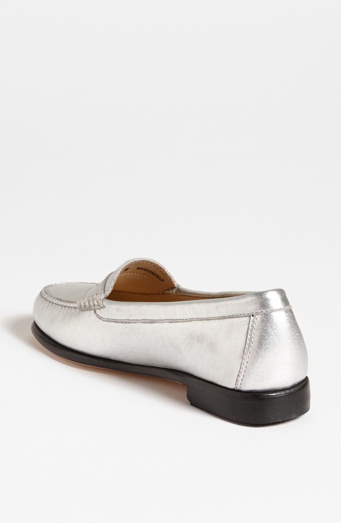 Metallic Leather Loafer Flat, Alternate, color, SILVER