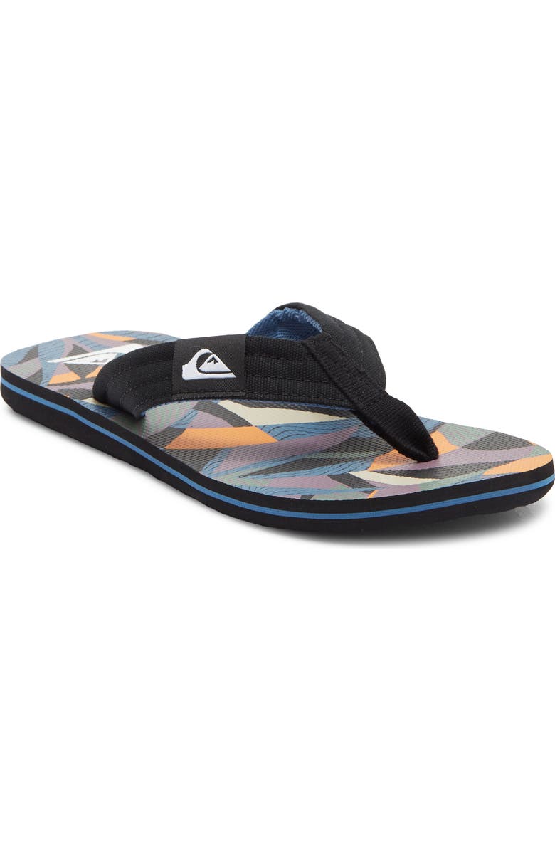 Quiksilver Molokai Layback II Flip Flop, Main, color, Black/ Orange/ Green