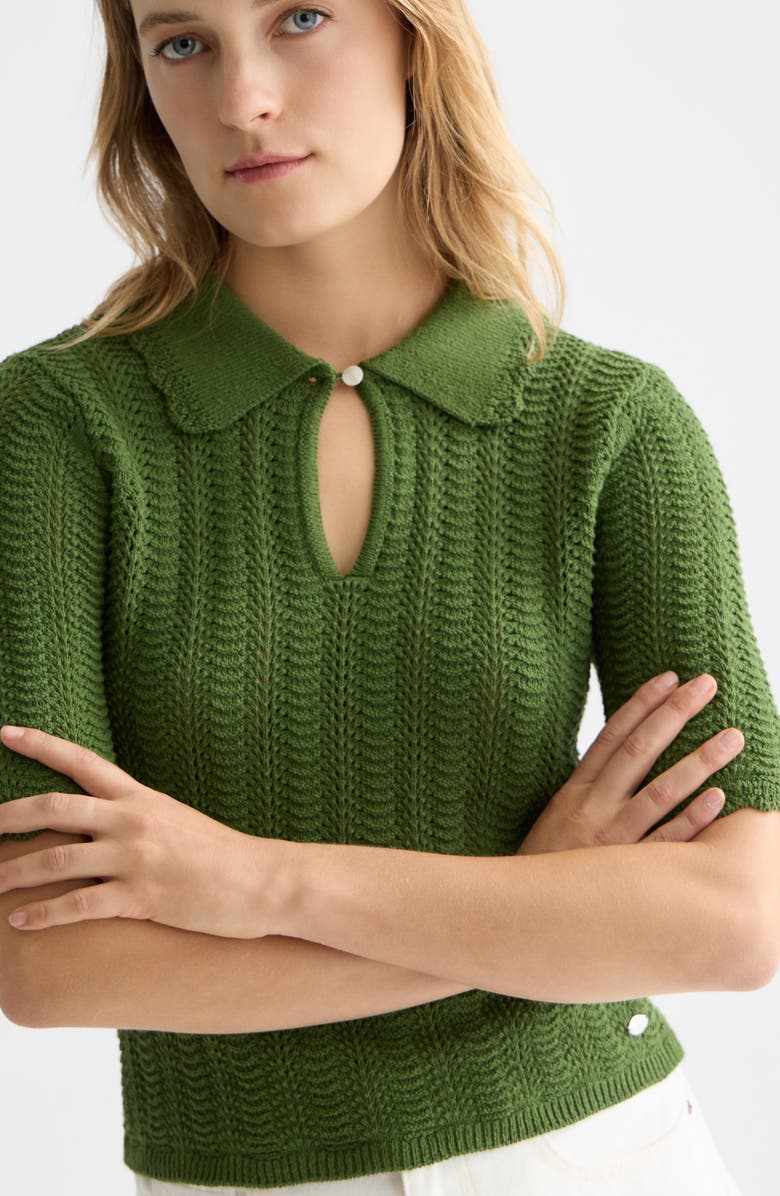 Scotch
Soda Pointelle Short Sleeve Cotton Blend Sweater, Alternate, color, Garden Green