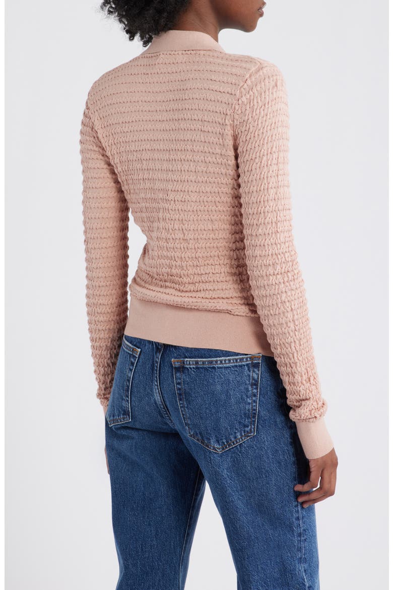 The Smocked Silk & Cotton Cardigan, Alternate, color, LIGHT PINK