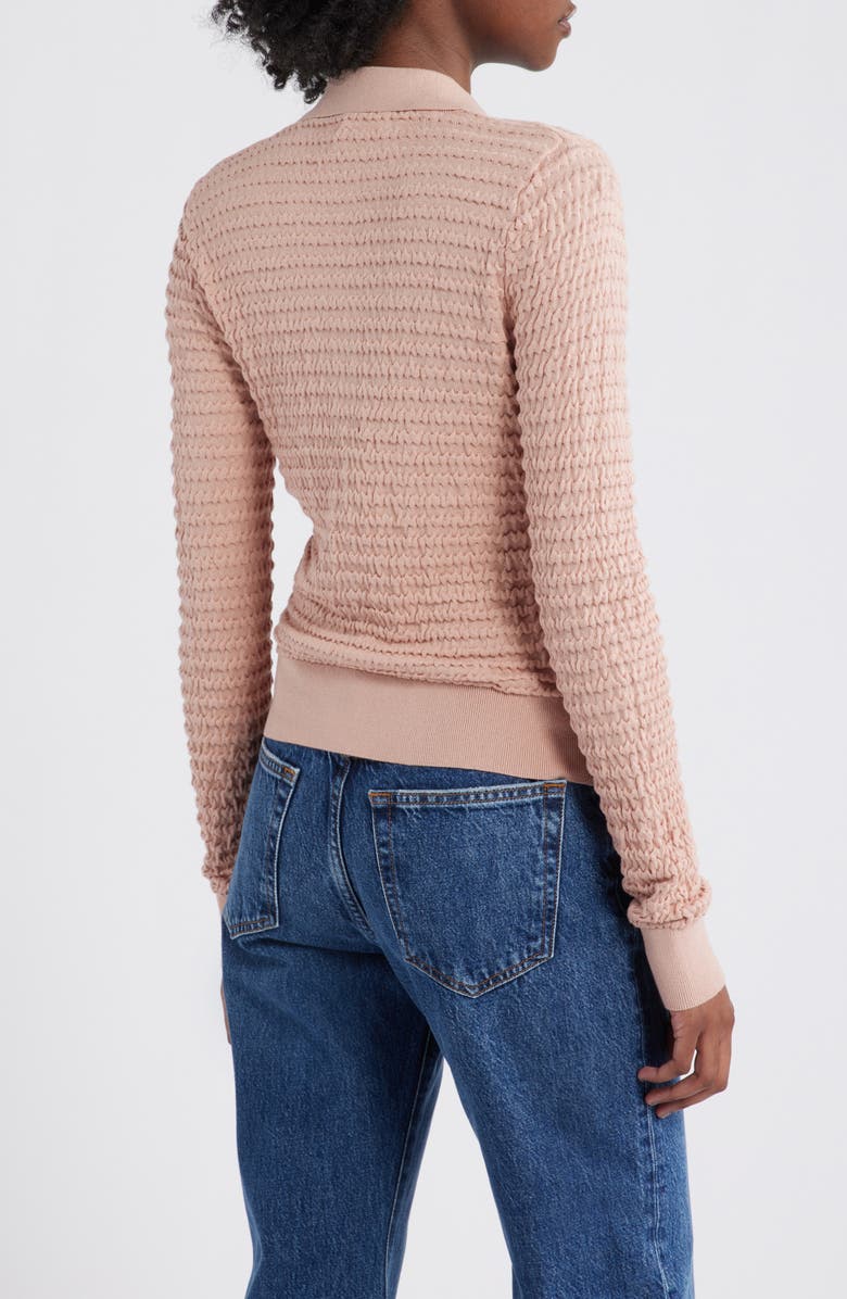 FRAME The Smocked Silk & Cotton Cardigan, Alternate, color, Light Pink