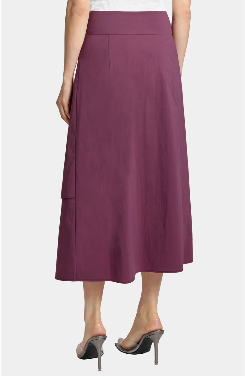 Santorelli DEB Multi-Panel Asymmetric Midi Skirt in Stretch Cotton Blend, Alternate, color, Cherry Cola
