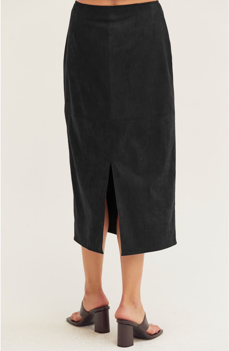 CRESCENT Faux Suede Pencil Midi Skirt, Alternate, color, Black