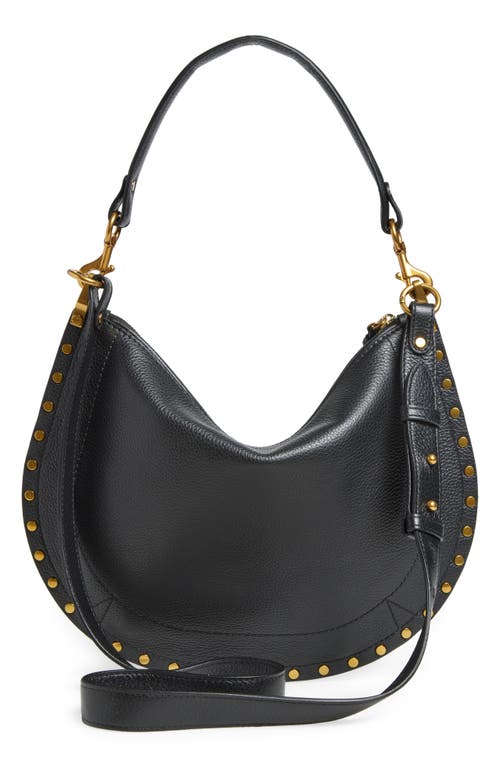 Isabel Marant Oskan Studded Grainy Leather Shoulder Bag In Black