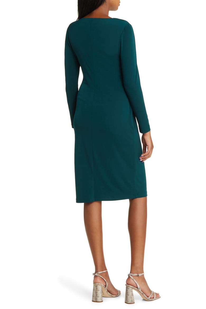 Twisted Bodice Long Sleeve Midi Dress, Alternate, color, HUNTER