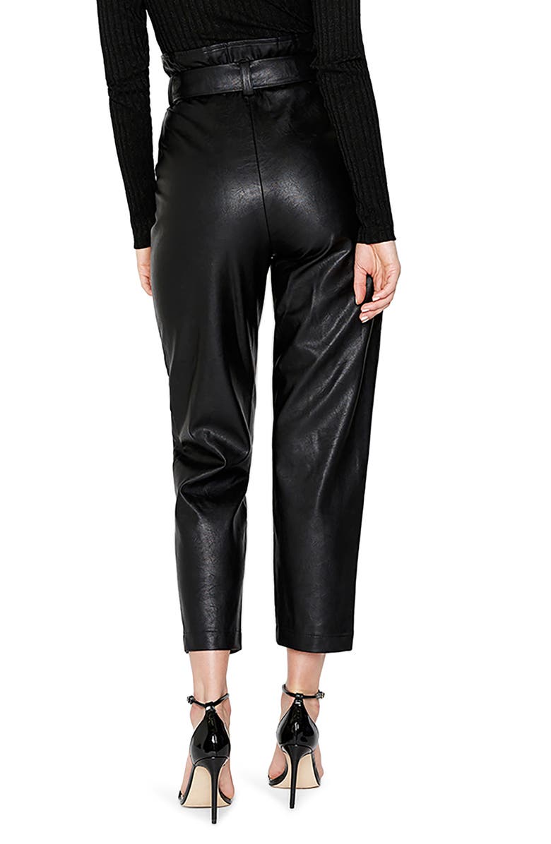 Bardot Debbie Textured Faux Leather Pants, Alternate, color, Black
