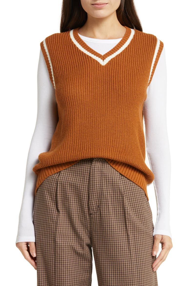 Melody Sweater Vest, Main, color, GLAZED GINGER