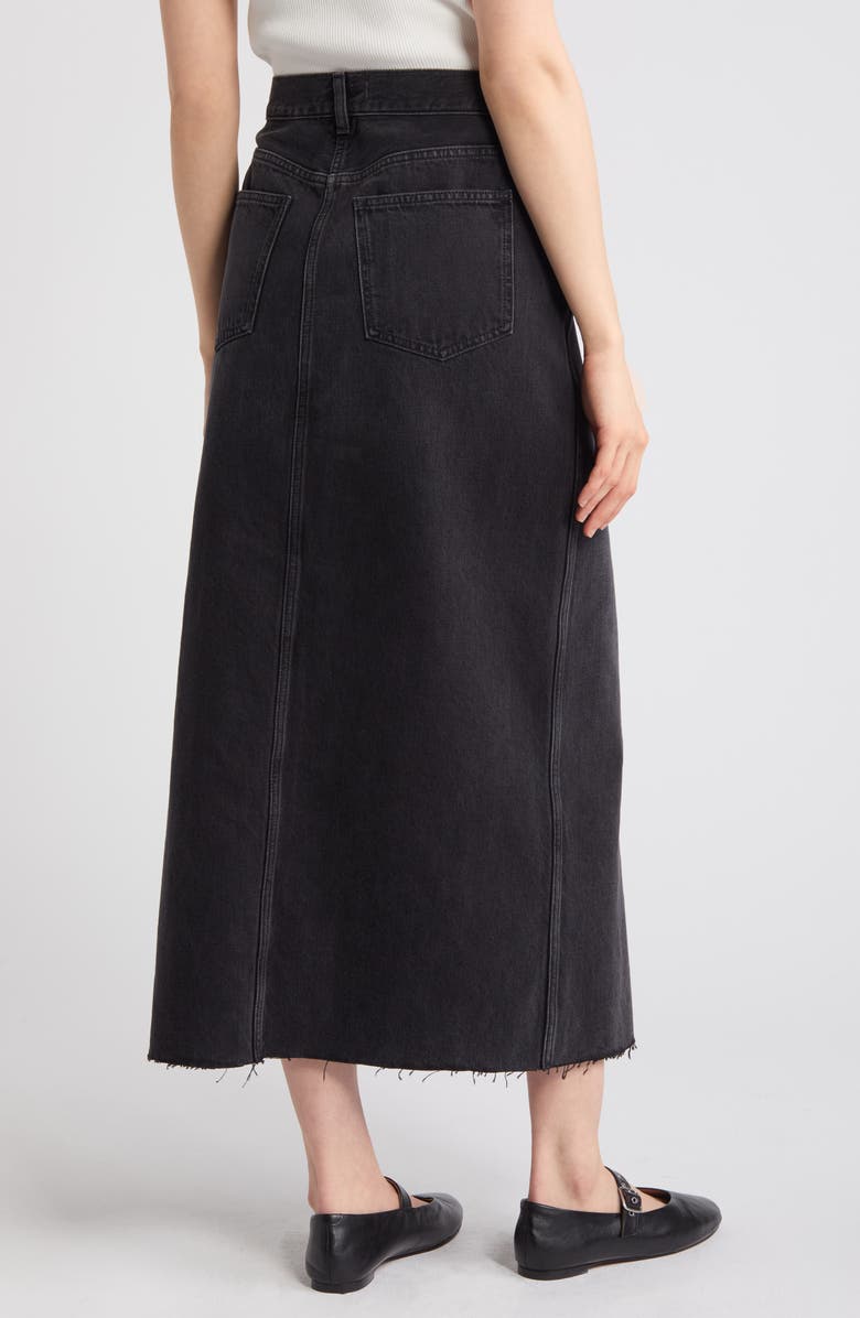 Madewell Raw Hem Mid Rise Denim Midi Skirt, Alternate, color, 