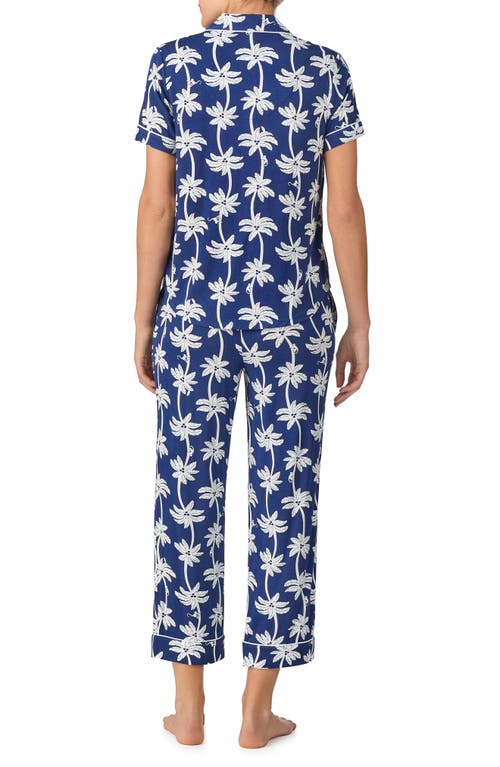 Kate Spade New York Printed Short Sleeve Pajama Set In Blue/white Tropical