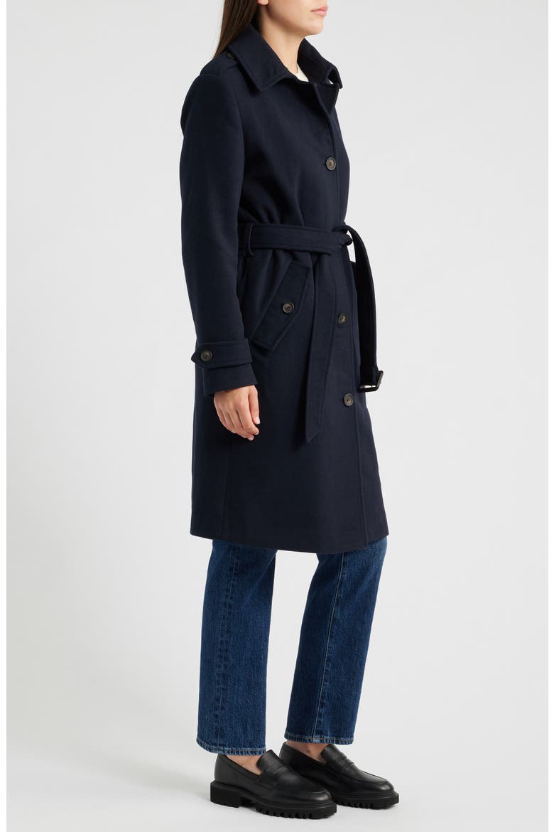 Long Belted Coat, Alternate, color, NAVY