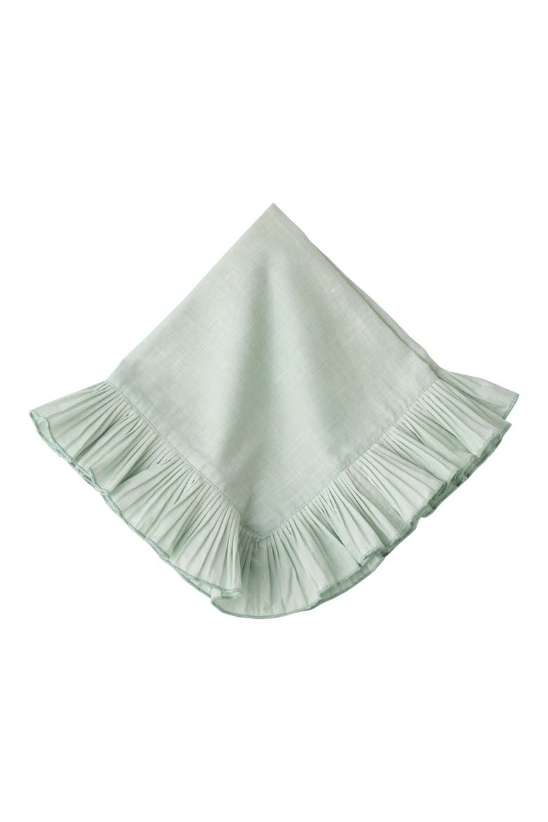 Mademoiselle Ruffle Cotton Blend Napkin, Main, color, SAGE