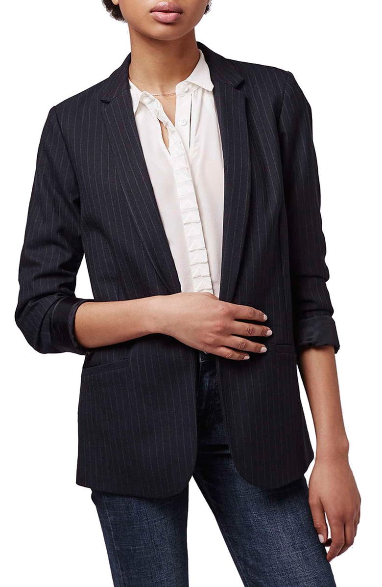 Topshop Pinstripe Blazer, Main, color,