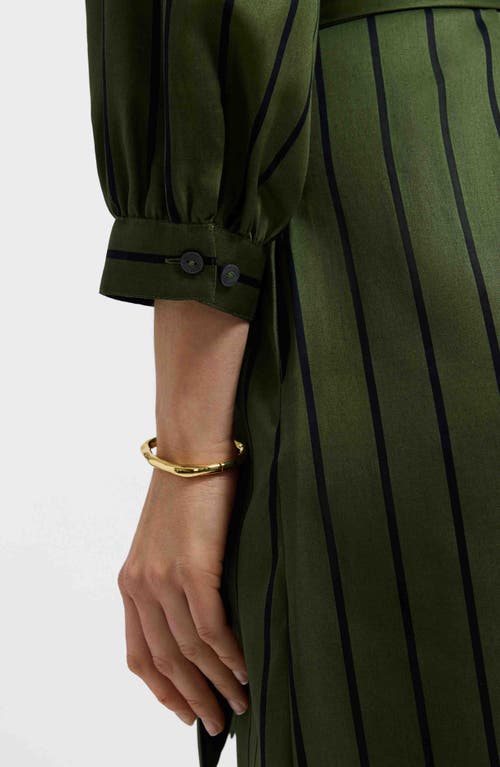Foxcroft Esther Stripe Cotton Shirtdress In Green