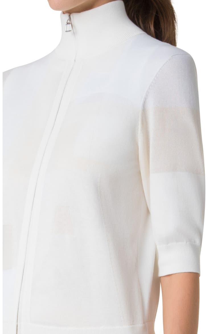 Trapeze Rayonnant Jacquard Full Zip Cardigan, Alternate, color, ECRU