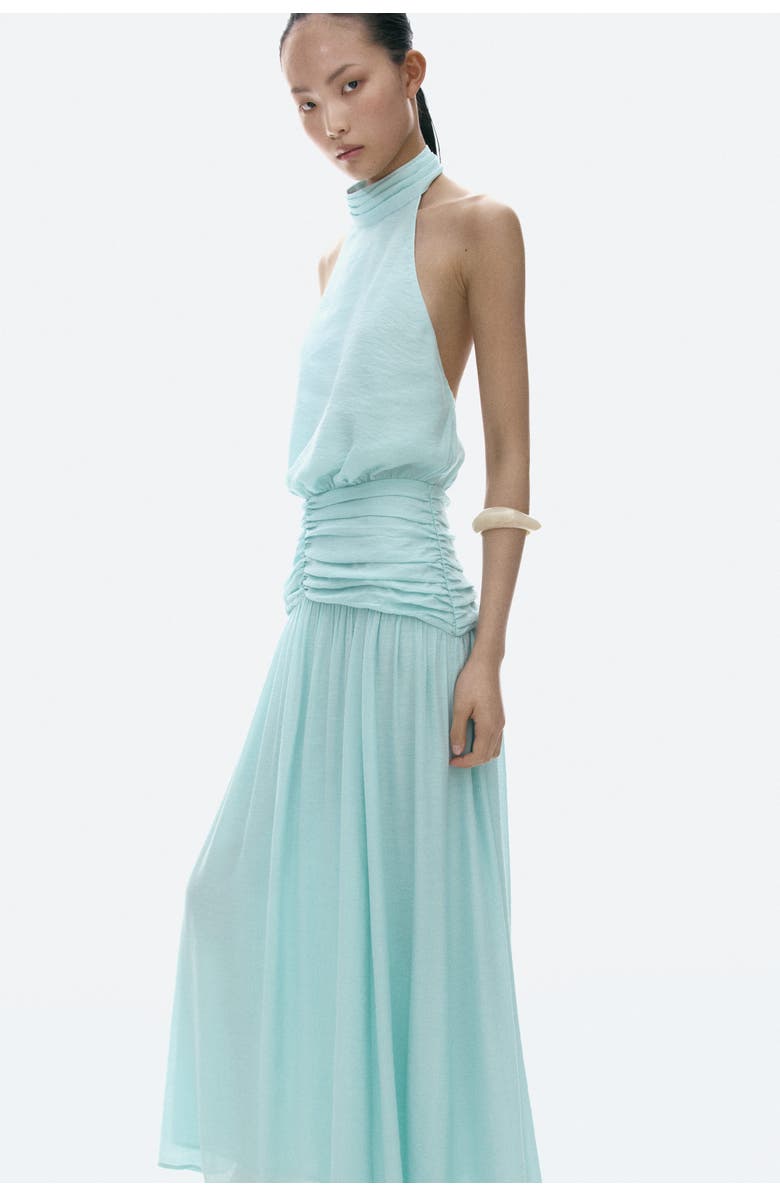 H&M Draped halterneck dress, Main, color, Light Turquoise