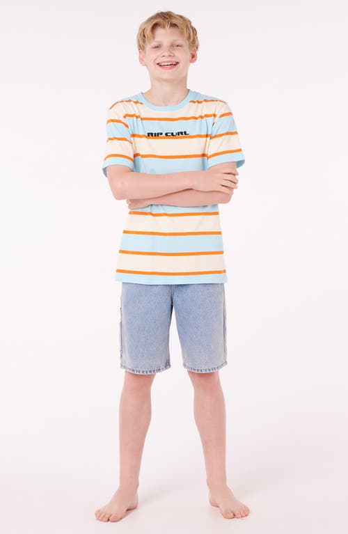Rip Curl Kids' Island Stripe Cotton T-shirt In Blue