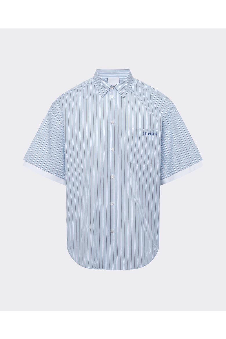 Double Short Sleeve Button Down Shirt, Main, color, Office Blue